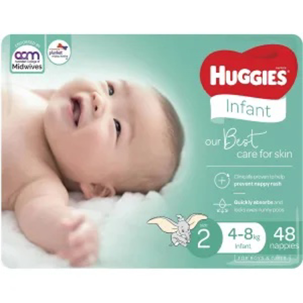 Huggies Essentials Infant Nappies Size 2 (4-8kg) 54 Pack